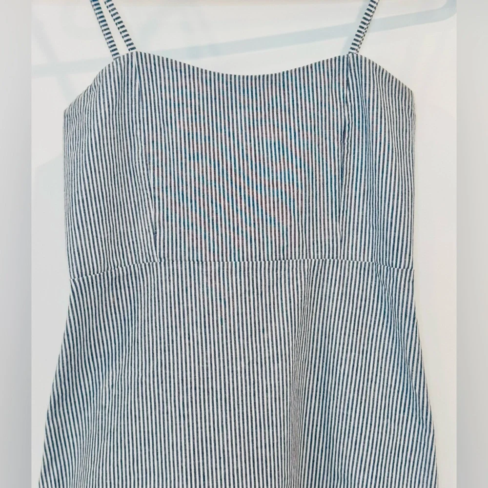Brandy Melville Karla Mini Dress Women's One Size Blue Striped Spaghetti Strap - Picture 2 of 5